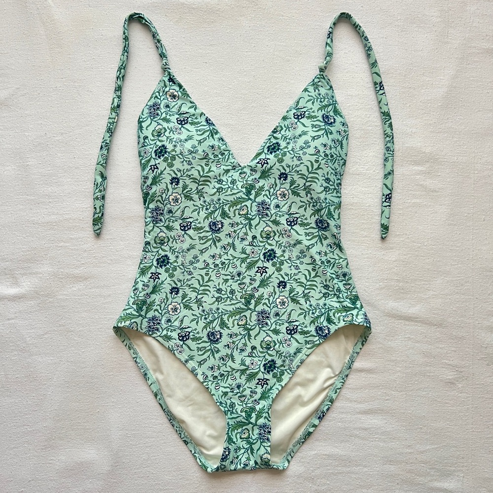 Women’s Loft Blue/Green Floral One Piece Swim Suit - Size S